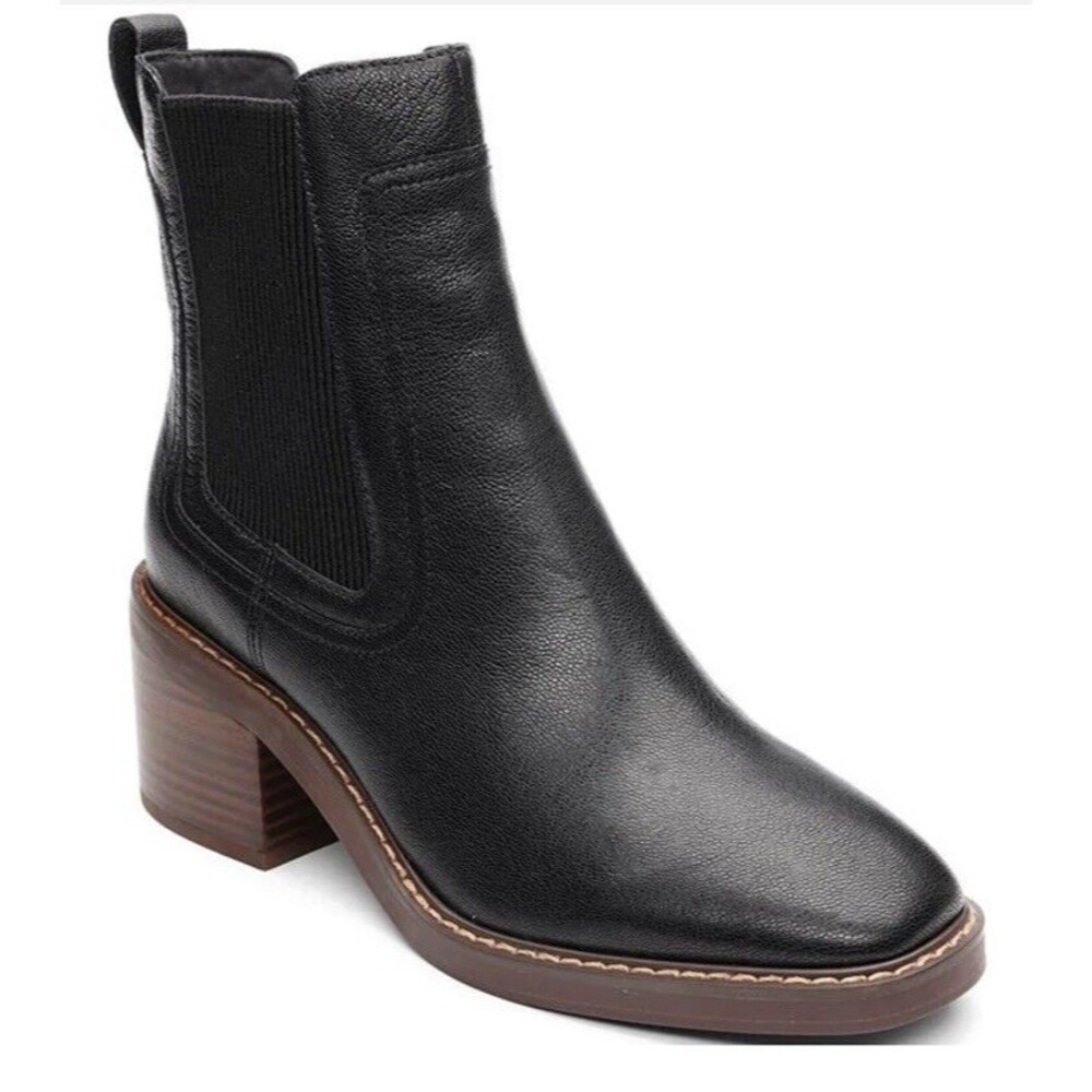 New Sanctuary Camila Leather Chelsea Booties Block Heel Black 8 M Women 524134